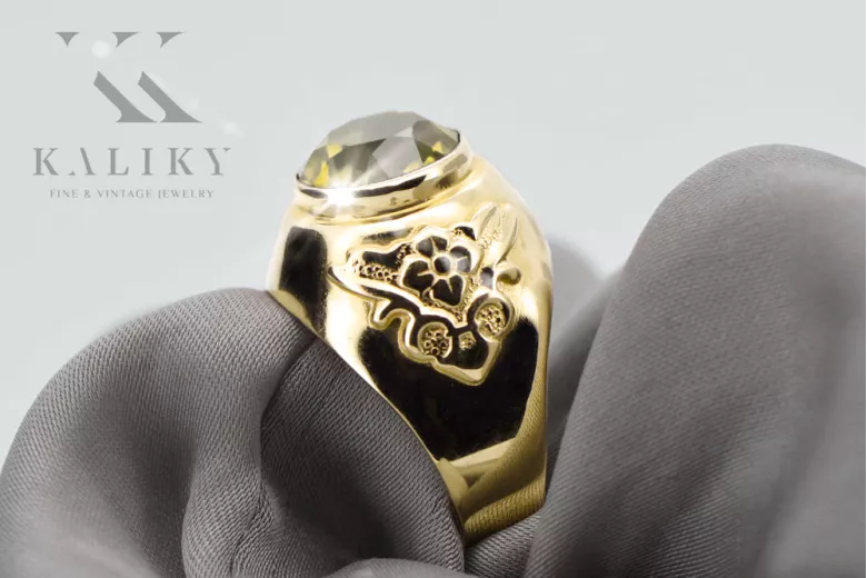 خاتم فينتاج اللون الأصفر 14 كارت من الذهب الأصفر vrc078y